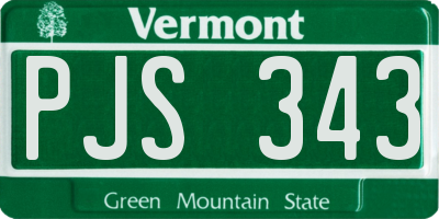VT license plate PJS343