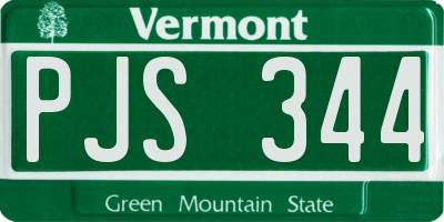 VT license plate PJS344