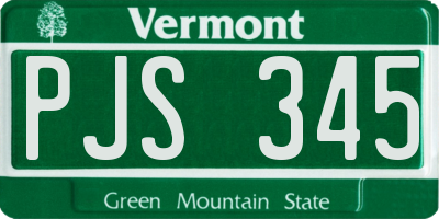 VT license plate PJS345
