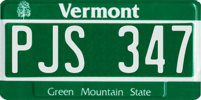 VT license plate PJS347