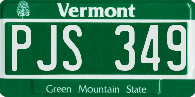 VT license plate PJS349