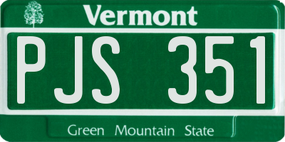 VT license plate PJS351