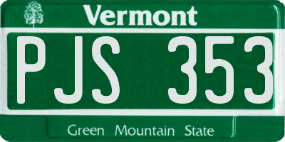 VT license plate PJS353