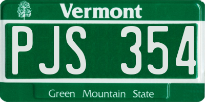 VT license plate PJS354
