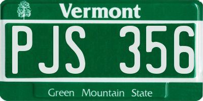VT license plate PJS356