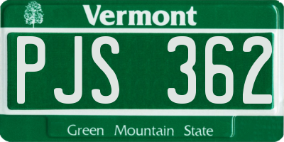 VT license plate PJS362
