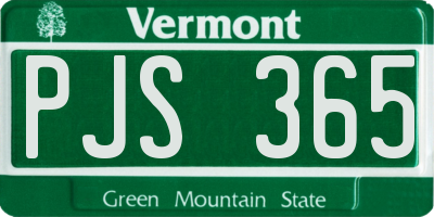 VT license plate PJS365