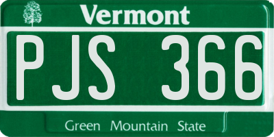 VT license plate PJS366