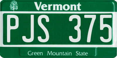 VT license plate PJS375