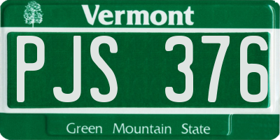 VT license plate PJS376