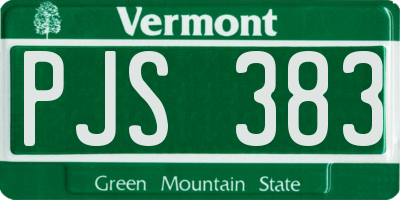VT license plate PJS383