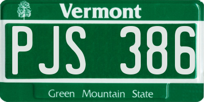 VT license plate PJS386