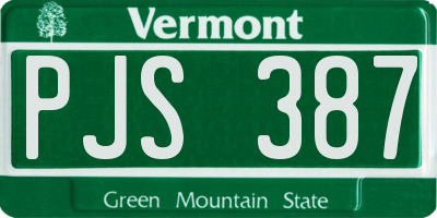 VT license plate PJS387