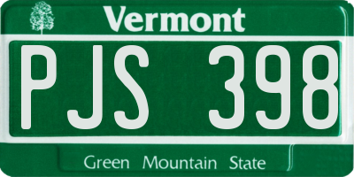VT license plate PJS398