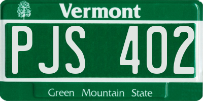 VT license plate PJS402
