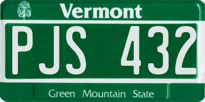 VT license plate PJS432