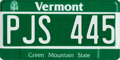 VT license plate PJS445