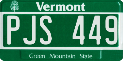 VT license plate PJS449