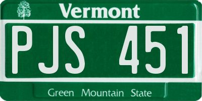 VT license plate PJS451