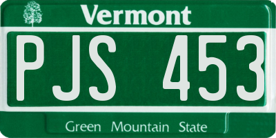 VT license plate PJS453