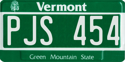 VT license plate PJS454