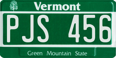VT license plate PJS456
