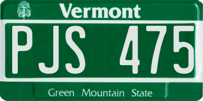 VT license plate PJS475