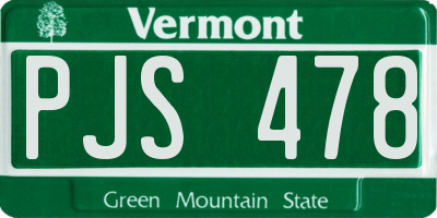 VT license plate PJS478