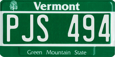VT license plate PJS494