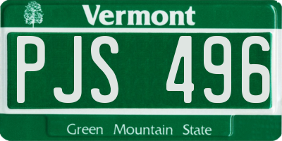 VT license plate PJS496