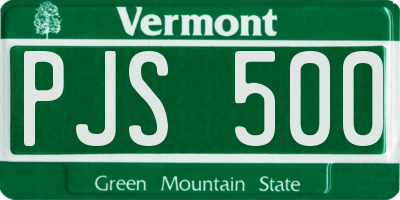 VT license plate PJS500