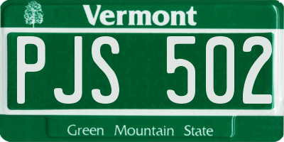 VT license plate PJS502