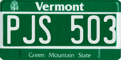 VT license plate PJS503