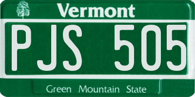 VT license plate PJS505