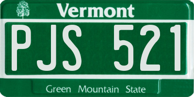 VT license plate PJS521