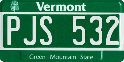 VT license plate PJS532