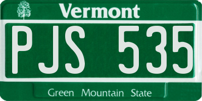 VT license plate PJS535