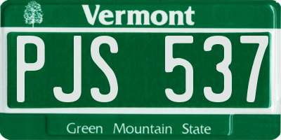VT license plate PJS537