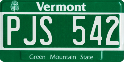 VT license plate PJS542