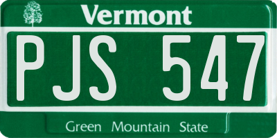 VT license plate PJS547