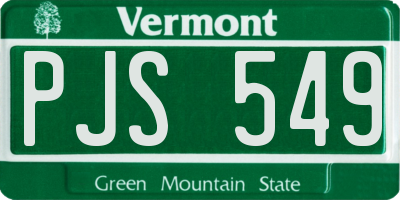 VT license plate PJS549