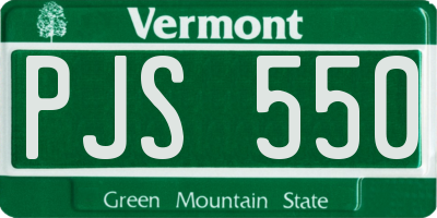 VT license plate PJS550