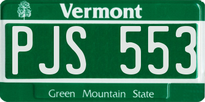 VT license plate PJS553