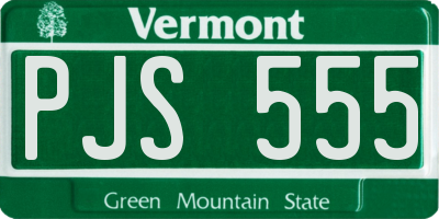 VT license plate PJS555