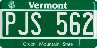 VT license plate PJS562