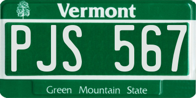 VT license plate PJS567
