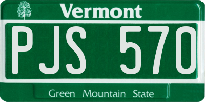 VT license plate PJS570