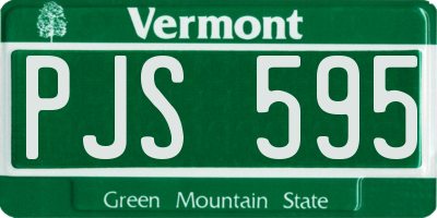 VT license plate PJS595
