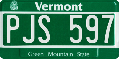 VT license plate PJS597