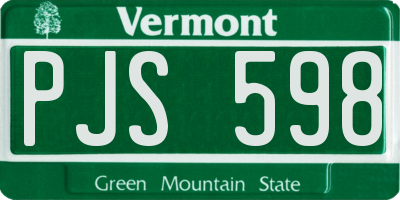 VT license plate PJS598